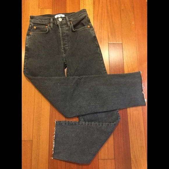 'RE/DONE 70s High Waist Raw Hem Stovepipe Jeans E. - Picture 15 of 16